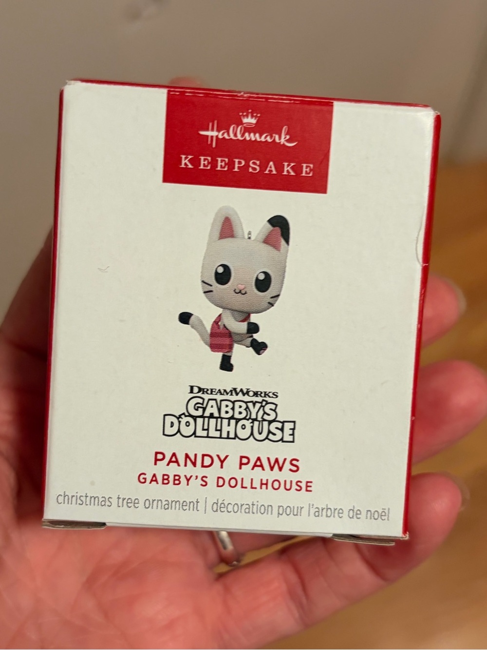 Hallmark Keepsake Gabby’s Dollhouse Pandy Paws Ornament - White, Pink, Black
